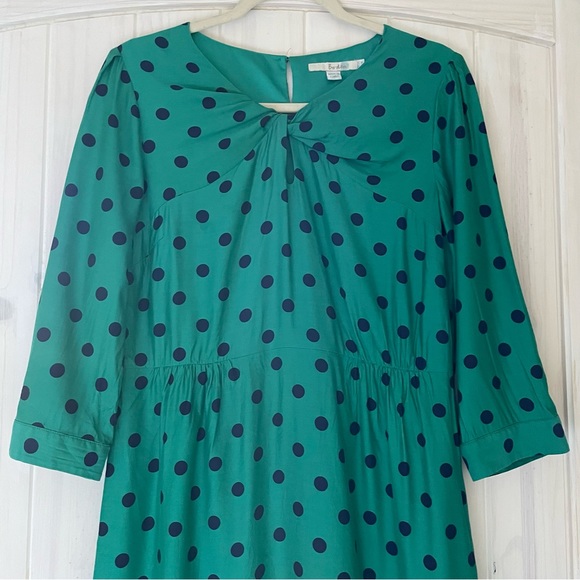 Boden Green Blue Polka Dot Sheath Dress 8 - Picture 2 of 10